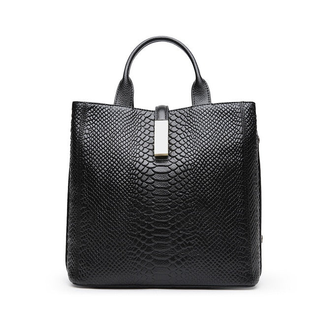 Luxury High Quality Genuine Leather Women's Bag Crocodile-head Embossing Cowhide Leather Handbag Large Capacity Shoulder Bag