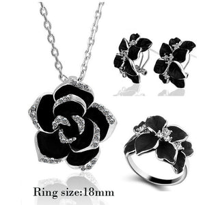 Rose Flower Enamel Jewelry Set