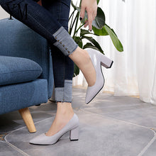 Load image into Gallery viewer, 2018 New Women Pumps Black High heels 7.5cm Lady Patent leather Thick with Autumn Pointed Single Shoes Female Sandals Big 33-43