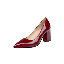 Load image into Gallery viewer, 2018 New Women Pumps Black High heels 7.5cm Lady Patent leather Thick with Autumn Pointed Single Shoes Female Sandals Big 33-43