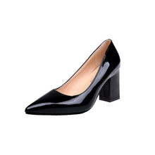 Load image into Gallery viewer, 2018 New Women Pumps Black High heels 7.5cm Lady Patent leather Thick with Autumn Pointed Single Shoes Female Sandals Big 33-43