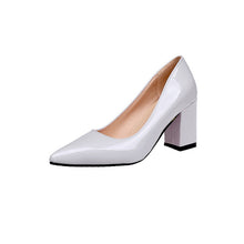 Load image into Gallery viewer, 2018 New Women Pumps Black High heels 7.5cm Lady Patent leather Thick with Autumn Pointed Single Shoes Female Sandals Big 33-43