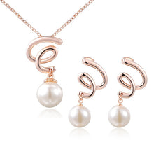 Load image into Gallery viewer, Women Simple Rose Gold Plated Single Pearl design jewelry set