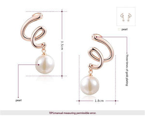 Women Simple Rose Gold Plated Single Pearl design jewelry set