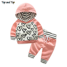 Load image into Gallery viewer, Infant Newborn Baby Girl Clothes Hooded Sweatshirt Striped Pants 2pcs