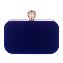 Load image into Gallery viewer, Ladies Velvet Clutch Pearl Crystal Evening Bags