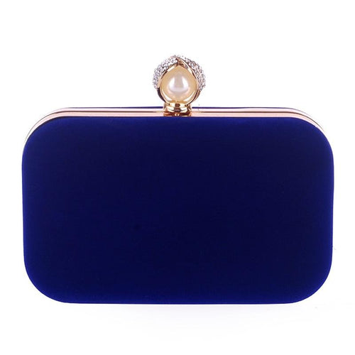 Ladies Velvet Clutch Pearl Crystal Evening Bags