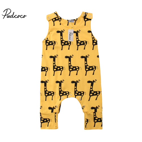 New 0-24M Cute Newborn Baby Boy Girl Sleeveless Cartoon Animal Cotton Romper Jumpsuit Outfits