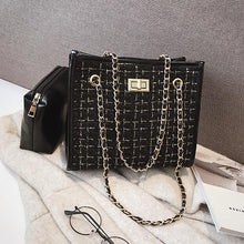Load image into Gallery viewer, 2 bags 2020 Winter Fashion New Ladies Big Tote bag Quality Woolen Women&#39;s Designer Handbag Lock Chain Shoulder Messenger bags