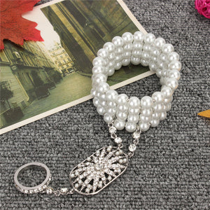 Lesov 2pcs Retro Rhinestone Princess Hair Accessories 1920s Headband Bracelet Ring Set Great Gatsby Headpiece Flapper Headwear