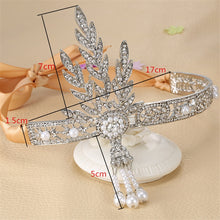 Load image into Gallery viewer, Lesov 2pcs Retro Rhinestone Princess Hair Accessories 1920s Headband Bracelet Ring Set Great Gatsby Headpiece Flapper Headwear