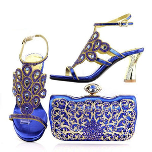 Gold Color Shoe with Bag Set 2019 Women Shoes and Bag