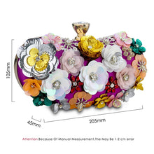 Load image into Gallery viewer, Women Colorful Flowers Bags Rhinestones Pearl  Red Clutch Party Evening Small Purse