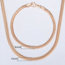 Load image into Gallery viewer, Davieslee 585 Rose Gold Jewelry Set For Women Braided Foxtail Link Chain Necklace Bracelet Set Wholesale Jewelry 2019 Gift LCSS1