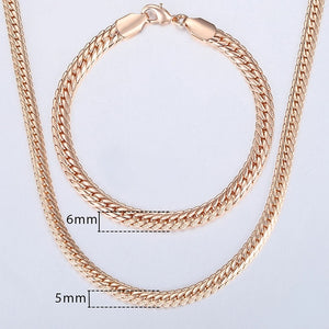 Davieslee 585 Rose Gold Jewelry Set For Women Braided Foxtail Link Chain Necklace Bracelet Set Wholesale Jewelry 2019 Gift LCSS1