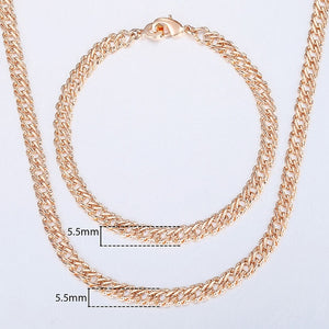 Davieslee 585 Rose Gold Jewelry Set For Women Braided Foxtail Link Chain Necklace Bracelet Set Wholesale Jewelry 2019 Gift LCSS1