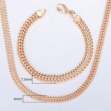 Load image into Gallery viewer, Davieslee 585 Rose Gold Jewelry Set For Women Braided Foxtail Link Chain Necklace Bracelet Set Wholesale Jewelry 2019 Gift LCSS1