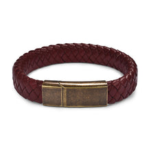 Load image into Gallery viewer, Black/Brown Braided Leather Bracelet Stainless Steel Magnetic