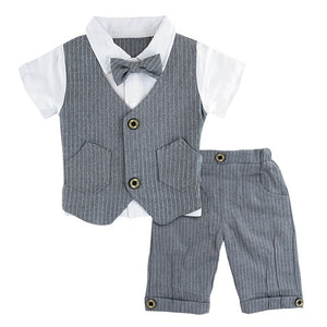 Baby Baptism Outfit Bowtie Tuxedo Clothes Formal Suit