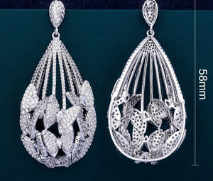 MoonTree Luxury Butterfly Water Drop AAA Circle Cubic Zirconia Dubai Women Wedding Engagement  Earrings