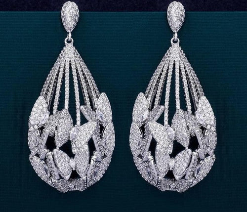 MoonTree Luxury Butterfly Water Drop AAA Circle Cubic Zirconia Dubai Women Wedding Engagement  Earrings