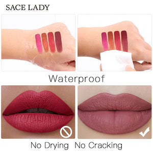 SACE LADY Matte Lipstick Makeup 23 Color Liquid Lipstick Red Nude Lip