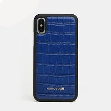 Load image into Gallery viewer, Fashion Black embossed Crocodile Pattern Genuine cow Leather Phone Case For iphone 7 plus X Covers Xr Xs Max custom name service