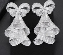 Load image into Gallery viewer, 74mm Trendy Luxury Bowknot Nigerian Earrings For Women Wedding Zircon CZ Dubai Bridal Earrings 2018