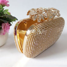 Load image into Gallery viewer, Unique Gold Rhinestone Evening bag Clutch Purse Party Bridal Prom