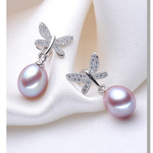 NYMPH natural pearl earrings fine Jewelry S925 sterling silver freshwater black pearl earrings trendy butterfly E1045