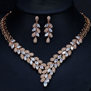 Blue Cubic Zirconia Bridal Necklace And Earrings