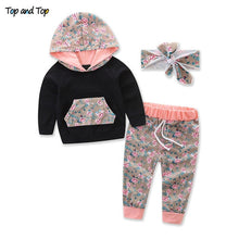 Load image into Gallery viewer, Infant Newborn Baby Girl Clothes Hooded Sweatshirt Striped Pants 2pcs