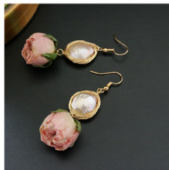 GLSEEVO Natural Fresh Water Baroque Pearl Drop Earrings Women Plant Leaves Dangle Earrings Luxury Handmade Fine Jewelry GE0308