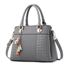 Load image into Gallery viewer, Fashion Women Handbags Tassel PU Leather Totes Bag Top-handle Embroidery