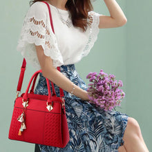 Load image into Gallery viewer, Fashion Women Handbags Tassel PU Leather Totes Bag Top-handle Embroidery
