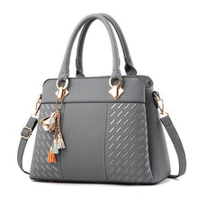 Load image into Gallery viewer, Fashion Women Handbags Tassel PU Leather Totes Bag Top-handle Embroidery