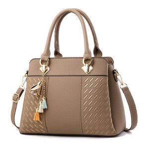 Fashion Women Handbags Tassel PU Leather Totes Bag Top-handle Embroidery