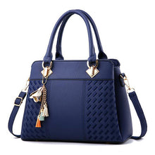 Load image into Gallery viewer, Fashion Women Handbags Tassel PU Leather Totes Bag Top-handle Embroidery