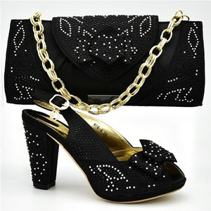 New Arrival Italian Matching Shoe and Bag Set  Nigerian Women Shoes and Bag Set