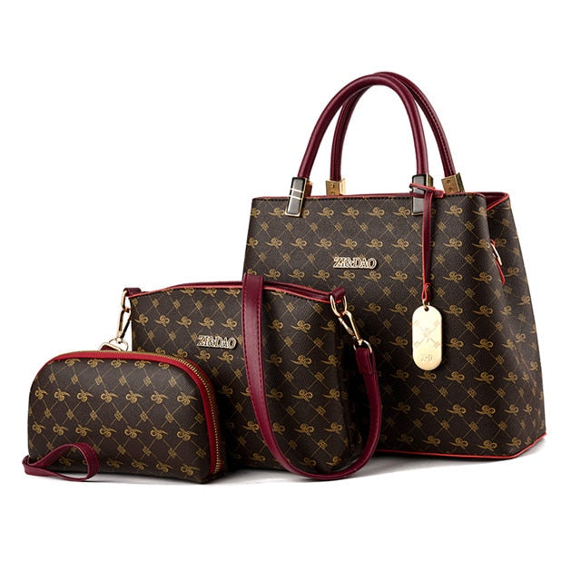 Three-piece Luxury Handbags Women Bags Designer  Leather