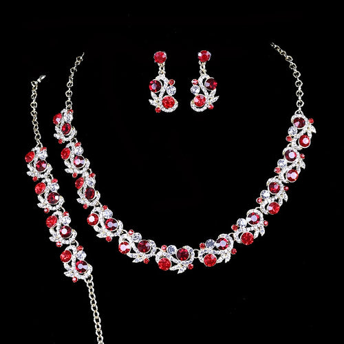 Fashion india style jewelry set Delicate women's party Necklace earrings set bridal wedding red color simple dress jewelry