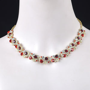 Fashion india style jewelry set Delicate women's party Necklace earrings set bridal wedding red color simple dress jewelry