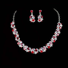 Load image into Gallery viewer, Fashion india style jewelry set Delicate women&#39;s party Necklace earrings set bridal wedding red color simple dress jewelry