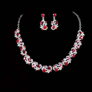 Fashion india style jewelry set Delicate women's party Necklace earrings set bridal wedding red color simple dress jewelry