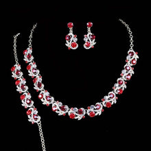 Load image into Gallery viewer, Fashion india style jewelry set Delicate women&#39;s party Necklace earrings set bridal wedding red color simple dress jewelry