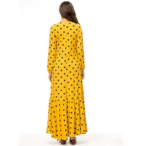 Polka Dot Maxi Dress For Muslim 2020 Abaya Middle East Long Loose Robe Gowns Moroccan Dubai Ramadan Arab Worship Islamic D757