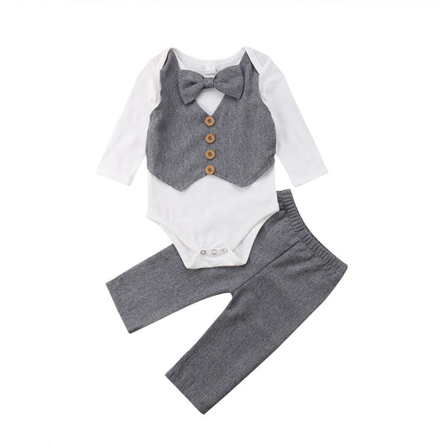 Newborn Baby Boys Gentleman Outfits With Bow  Suits