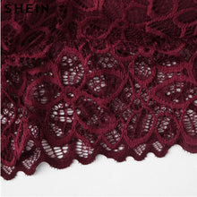 Load image into Gallery viewer, SHEIN Burgundy Eyelash Lace Women Underwear Wireless Padded Seamless Bra.