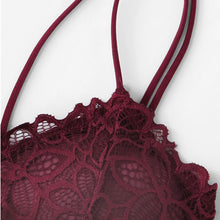 Load image into Gallery viewer, SHEIN Burgundy Eyelash Lace Women Underwear Wireless Padded Seamless Bra.