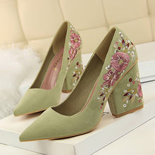 Load image into Gallery viewer, Flower Embroider Women High Heel Shoes 2019 Spring Women Pumps Fashion Women Wedding Shoes Black Women Office Shoe Sexy Stiletto